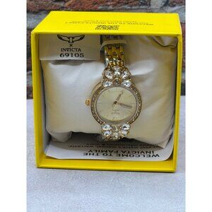 Invicta Womens Gold-Tone Analog Watch With Crystal Accents & Two-Tone Bracelet M